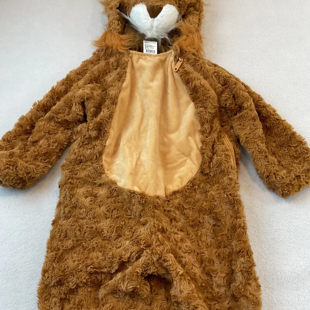 Target Toddler Lion Costume Jumpsuit Brown Faux Fur Hooded 2T-3T Halloween